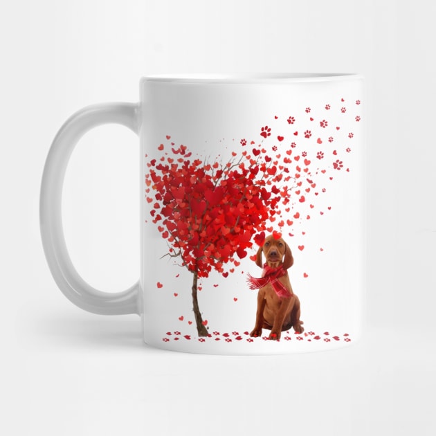 Happy Valentine's Day Heart Tree Love Vizsla by PlumleelaurineArt